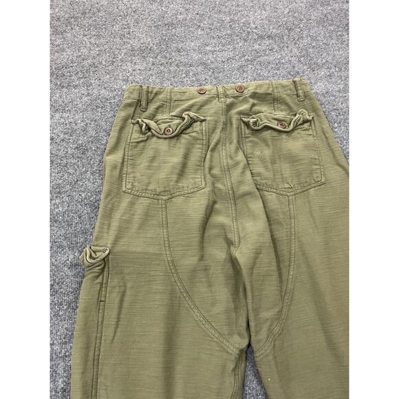 Free People Bay To Breakers Cargo Pants S Harem Lagenlook Boho Baggy Pine Green - Picture 8 of 16